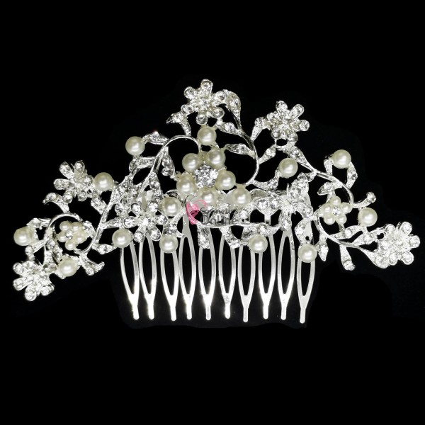 Accesoriu modern pentru decor par CA016AA Argintiu cu cristale si perle